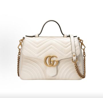 GUCCI GG Marmont 白色人字纹手提链条包