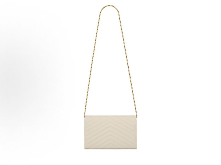 SAINT LAURENT Cassandre 复古白粒面皮革链条钱包 &middot; 4