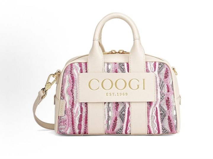 COOGI 苦瓜纹系列 经典复古甜美简约小众设计百搭通勤高级感时尚潮流单肩斜挎包 合成革牛剖层革手提包 常规 女款 米白色/粉色 &middot; 1