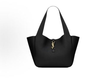 Saint Laurent Bea 黑色鹿皮大号托特包