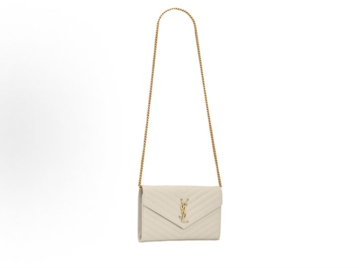 SAINT LAURENT Cassandre 复古白粒面皮革链条钱包 &middot; 3
