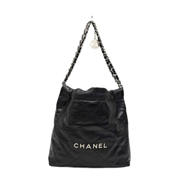 CHANEL 22 小号黑色菱格绗缝托特包 银色五金 &middot; 1