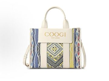 COOGI Sweater Pattern 复古拼接大容量托特包Tote包购物袋单肩斜挎包 PU 手提包 大号 女款 多色