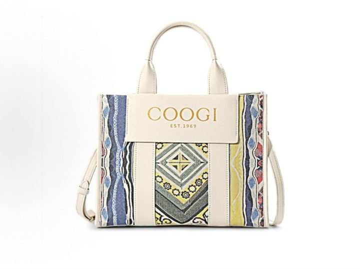 COOGI Sweater Pattern 复古拼接大容量托特包Tote包购物袋单肩斜挎包 PU 手提包 大号 女款 多色 &middot; 1