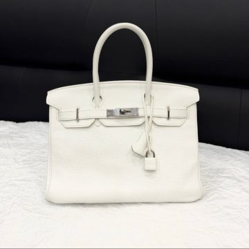 Birkin 30 白色Togo牛皮银扣手提包