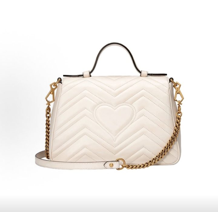 GUCCI古驰 Marmont 马蒙金标Logo绗缝链条 皮革 单肩斜挎手提包 小号 女款 白色 &middot; 3