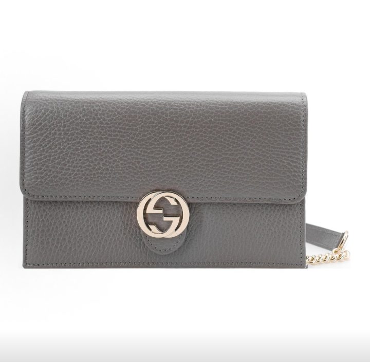GUCCI Interlocking G 灰色皮革链条钱包 &middot; 1
