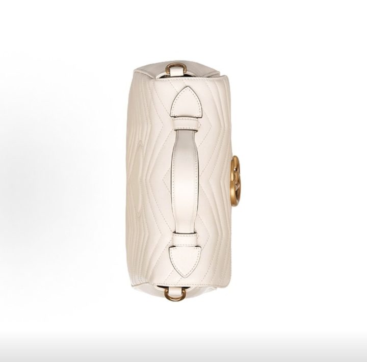GUCCI古驰 Marmont 马蒙金标Logo绗缝链条 皮革 单肩斜挎手提包 小号 女款 白色 &middot; 6