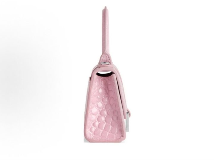 Balenciaga Hourglass 粉色鳄鱼纹压纹迷你手袋 &middot; 3
