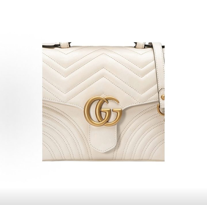 GUCCI古驰 Marmont 马蒙金标Logo绗缝链条 皮革 单肩斜挎手提包 小号 女款 白色 &middot; 8