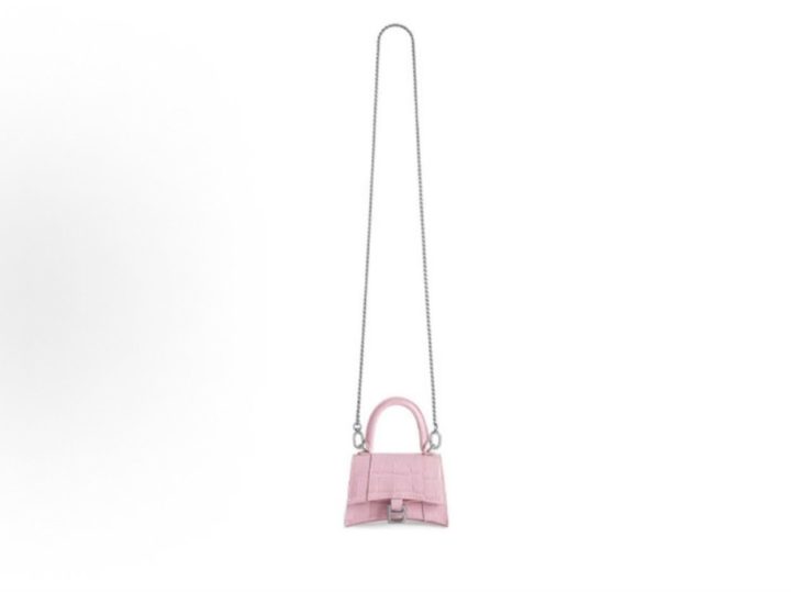 Balenciaga Hourglass 粉色鳄鱼纹压纹迷你手袋 &middot; 5