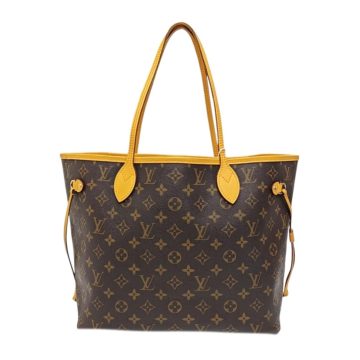 NEVERFULL 中号棕色老花涂层帆布托特包