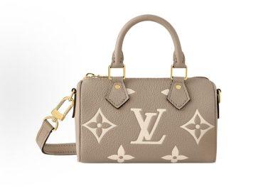 Louis Vuitton Nano Speedy 灰色拼奶油色压纹牛皮迷你包