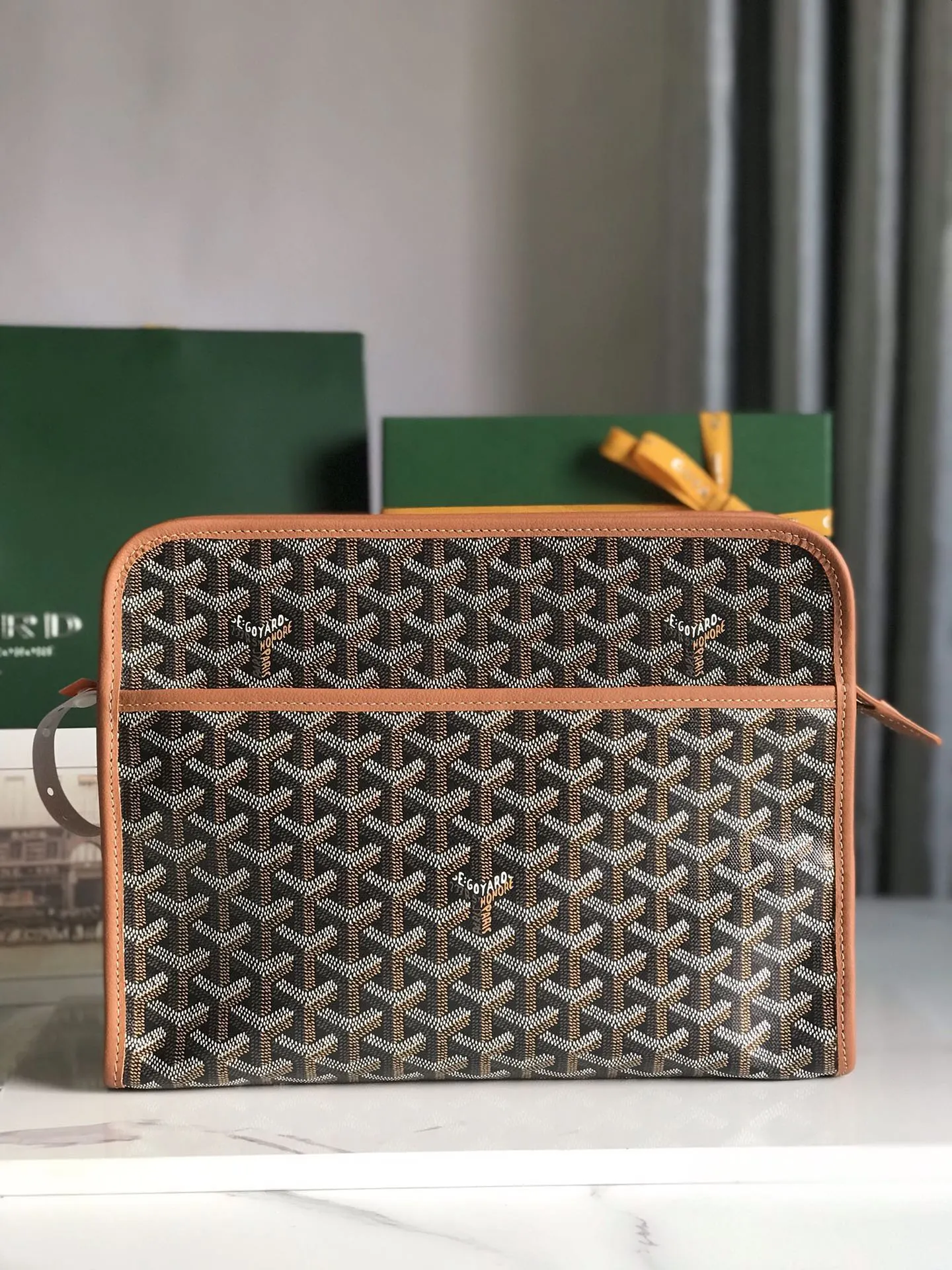 Goyard 黃色 牛皮 手拿包 精致手拿款