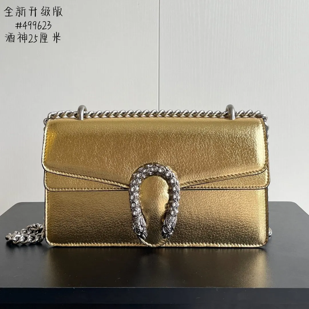 Gucci Dionysus 老花虎頭扣鏈條包 單肩斜挎款