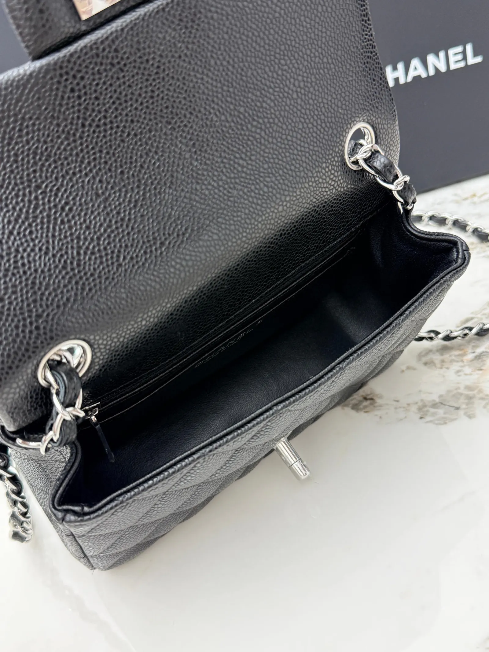 Silver Chain Bag Leather