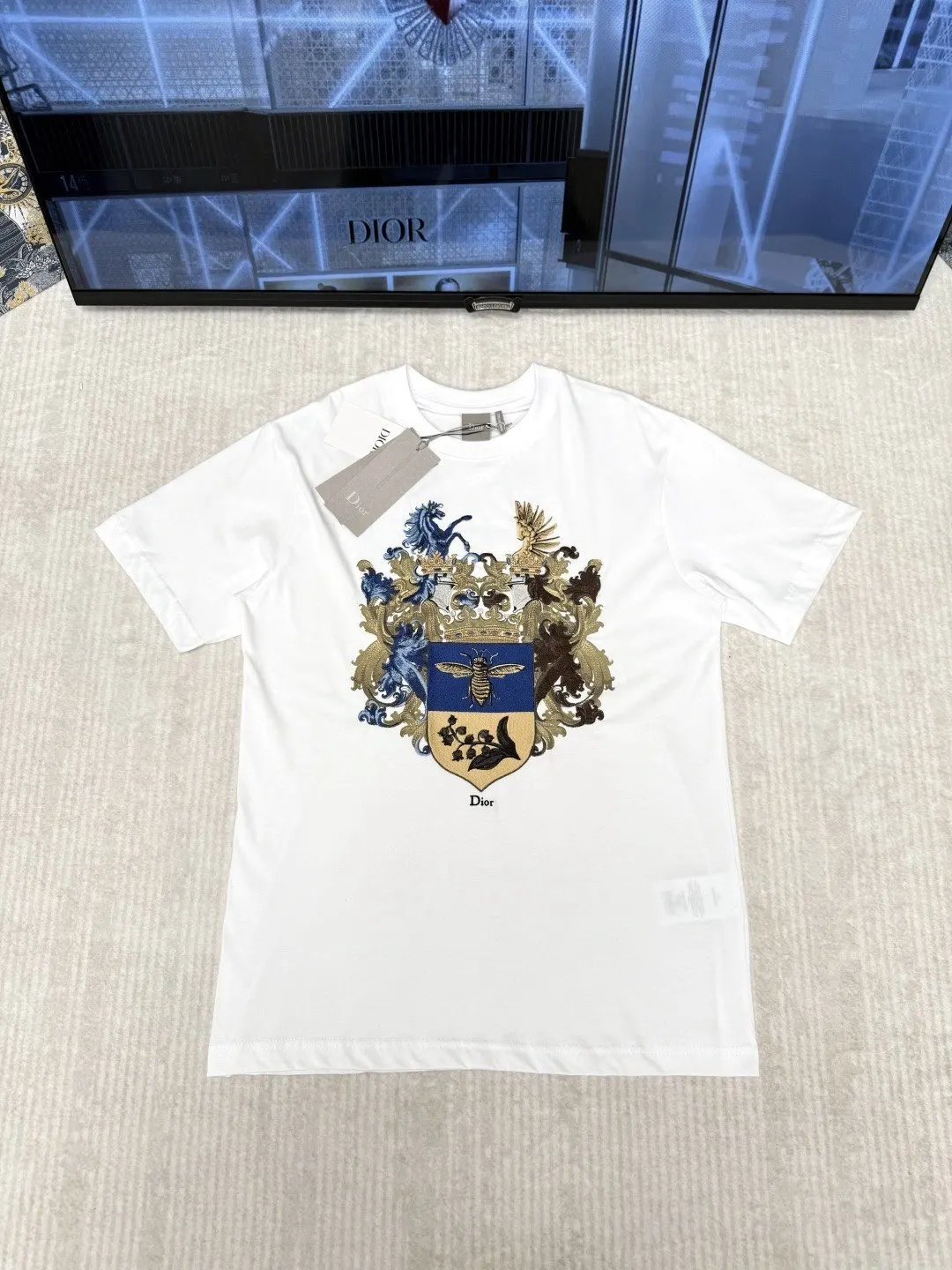 DIOR White Embroidery Print Short Sleeve T-Shirt Casual Vers