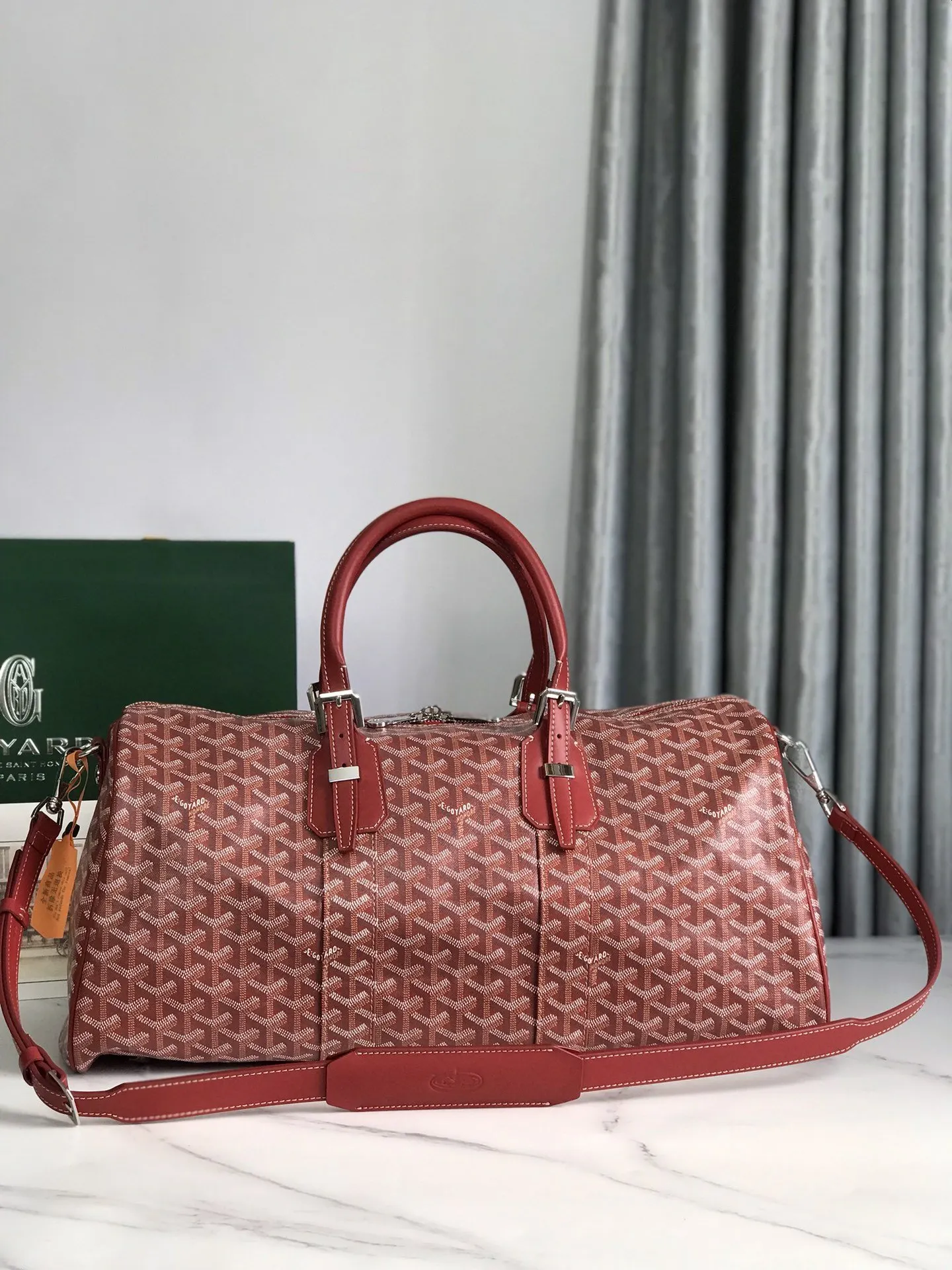 Goyard 深藍 酒紅 小牛皮 旅行袋 大容量旅行款