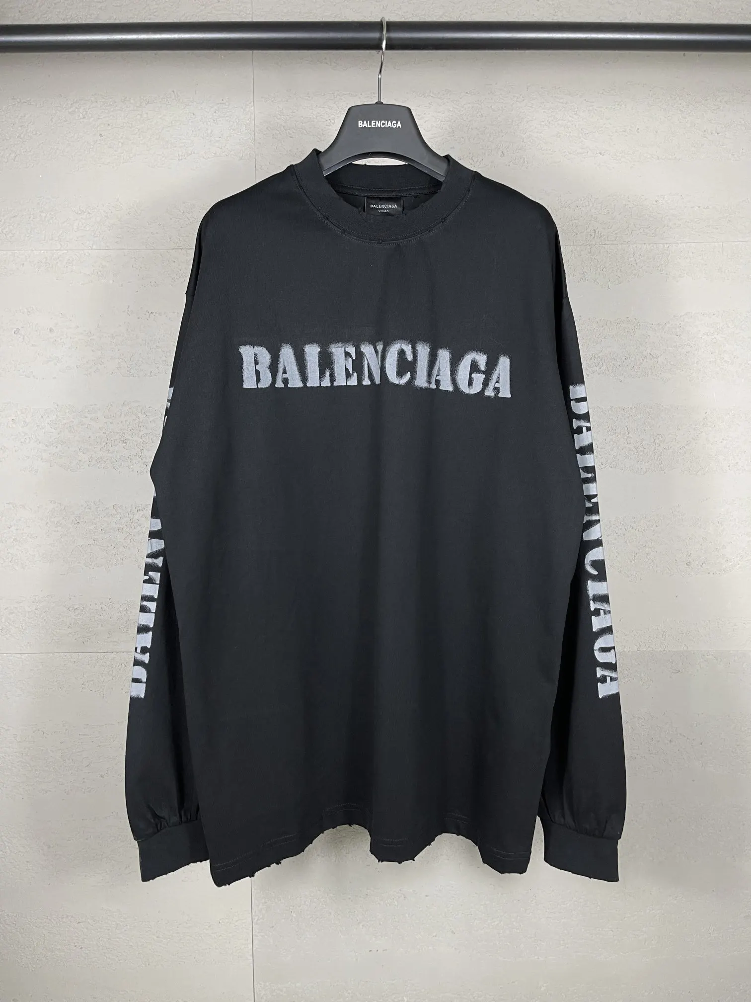 Balenciaga Black Cotton Logo Short Sleeve T-Shirt Loose Casual