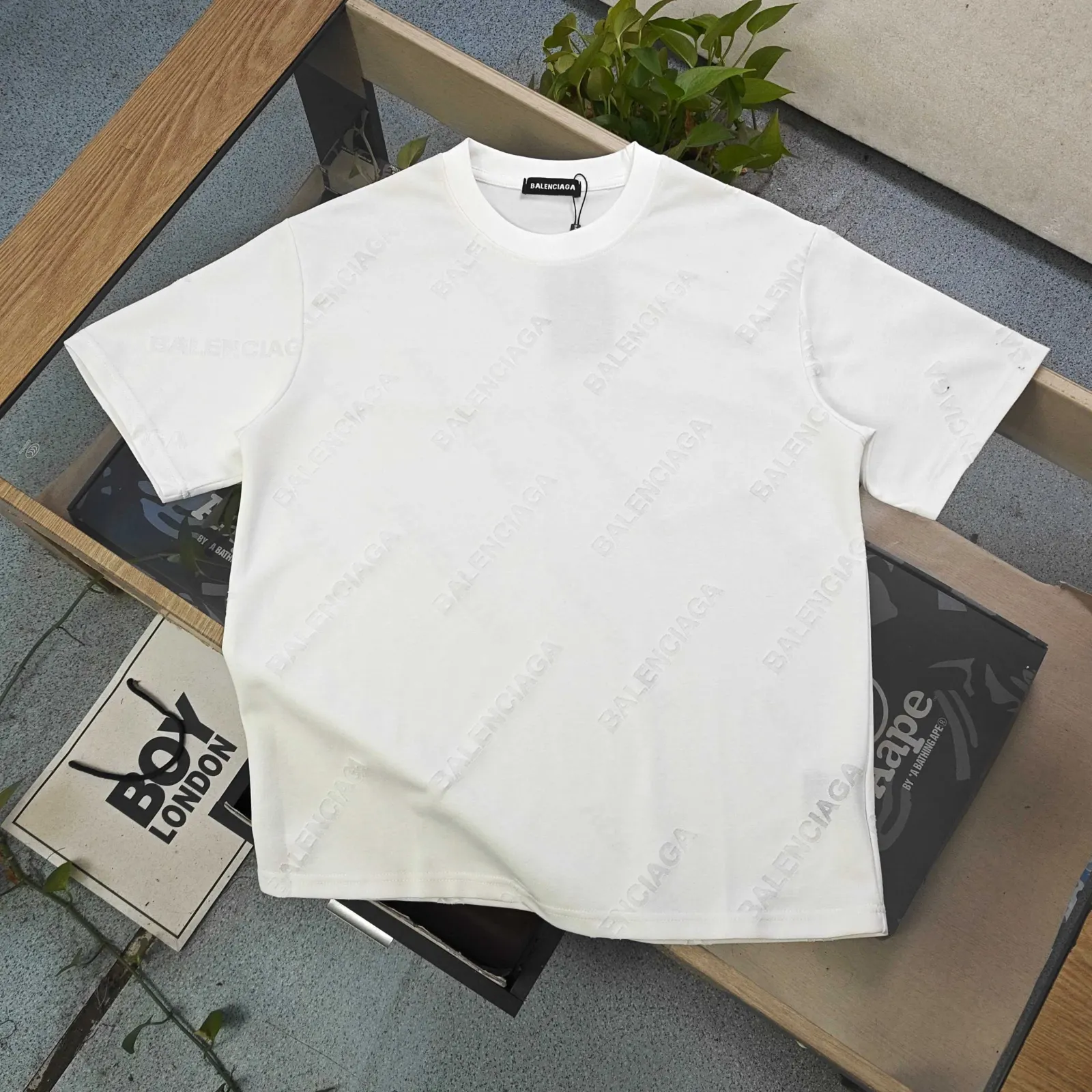 Balenciaga Black Cotton Logo Short Sleeve T-Shirt Street Casual