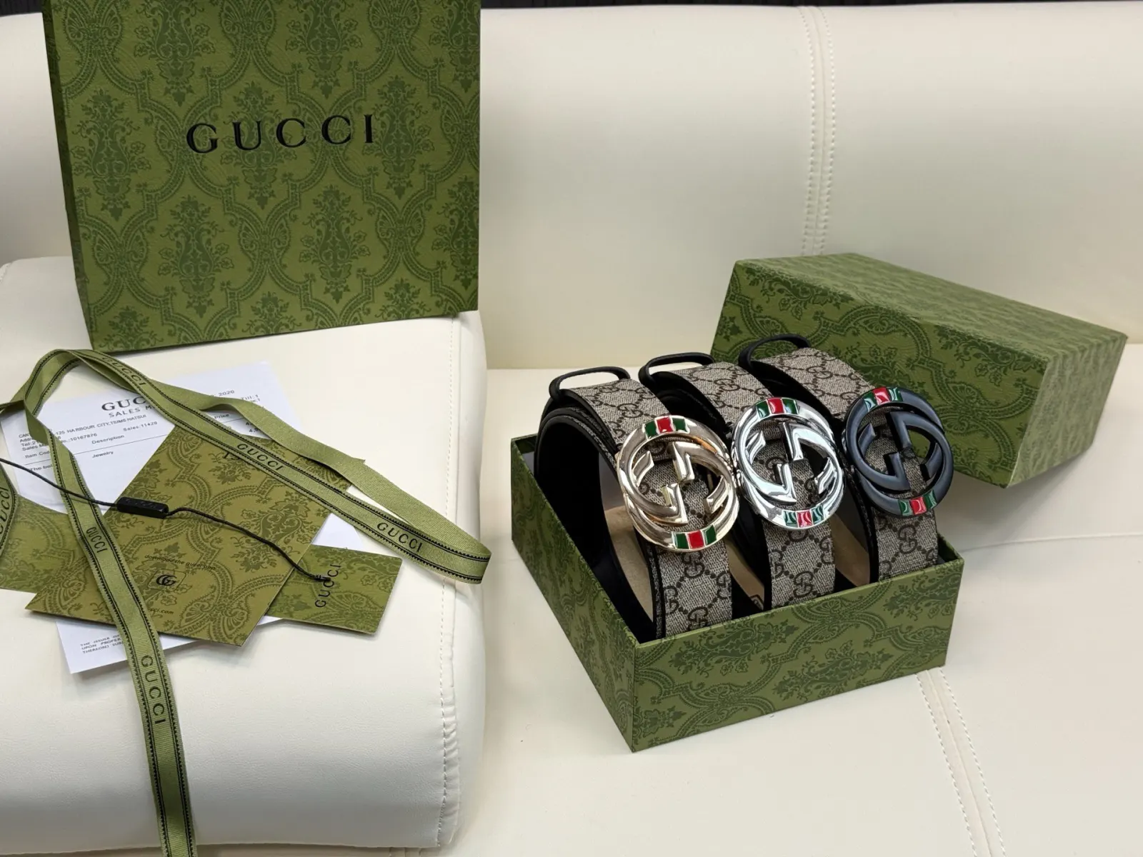 Gucci 雙G扣牛皮腰帶
