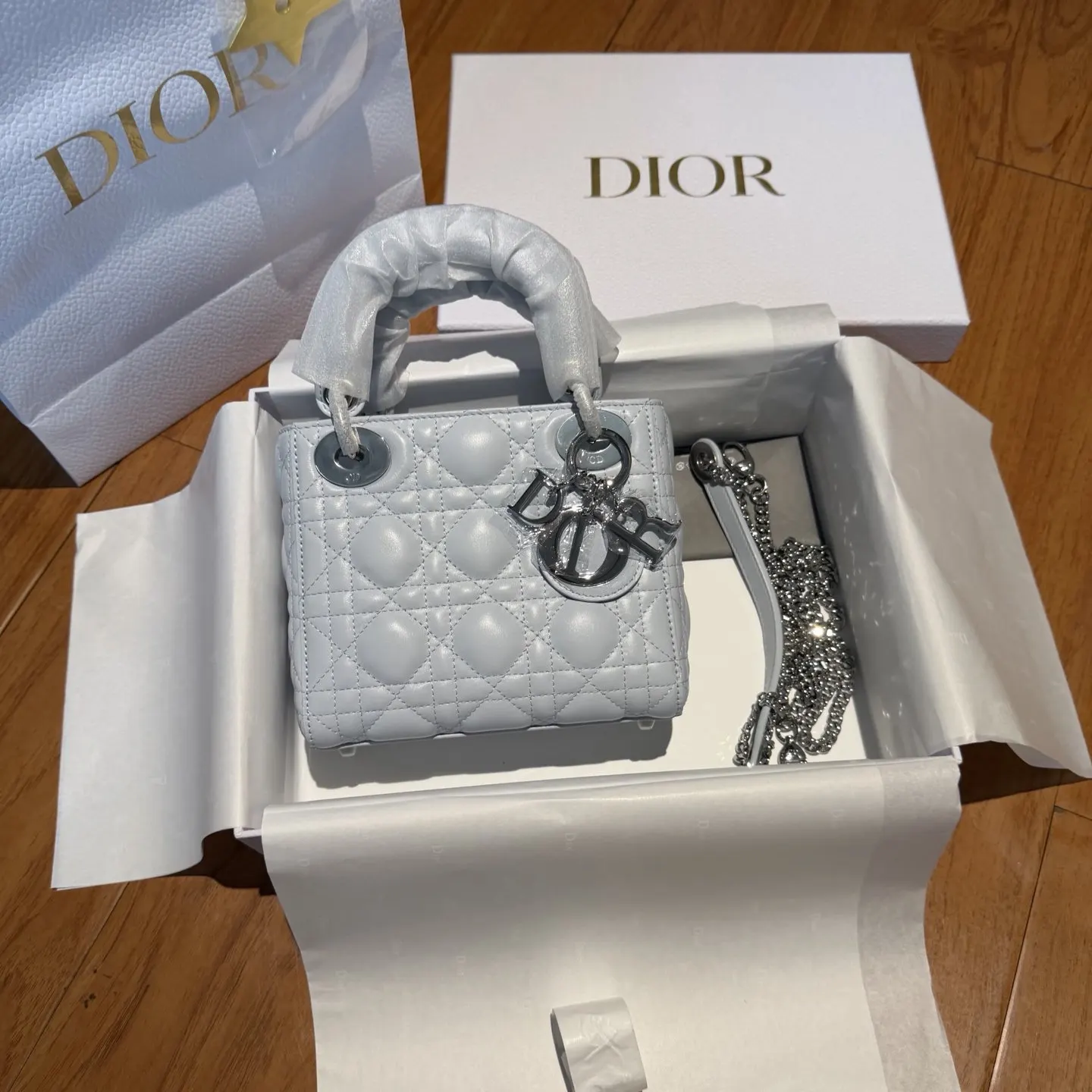 Dior Lady 藍色 羊皮 鏈條包 精致鏈條款