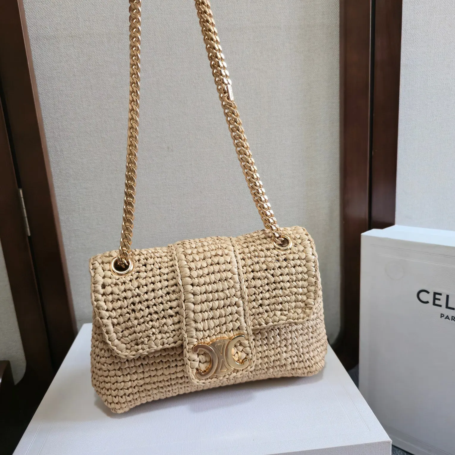 Celine Triomphe 金色 小牛皮 鏈條包 精致鏈條款