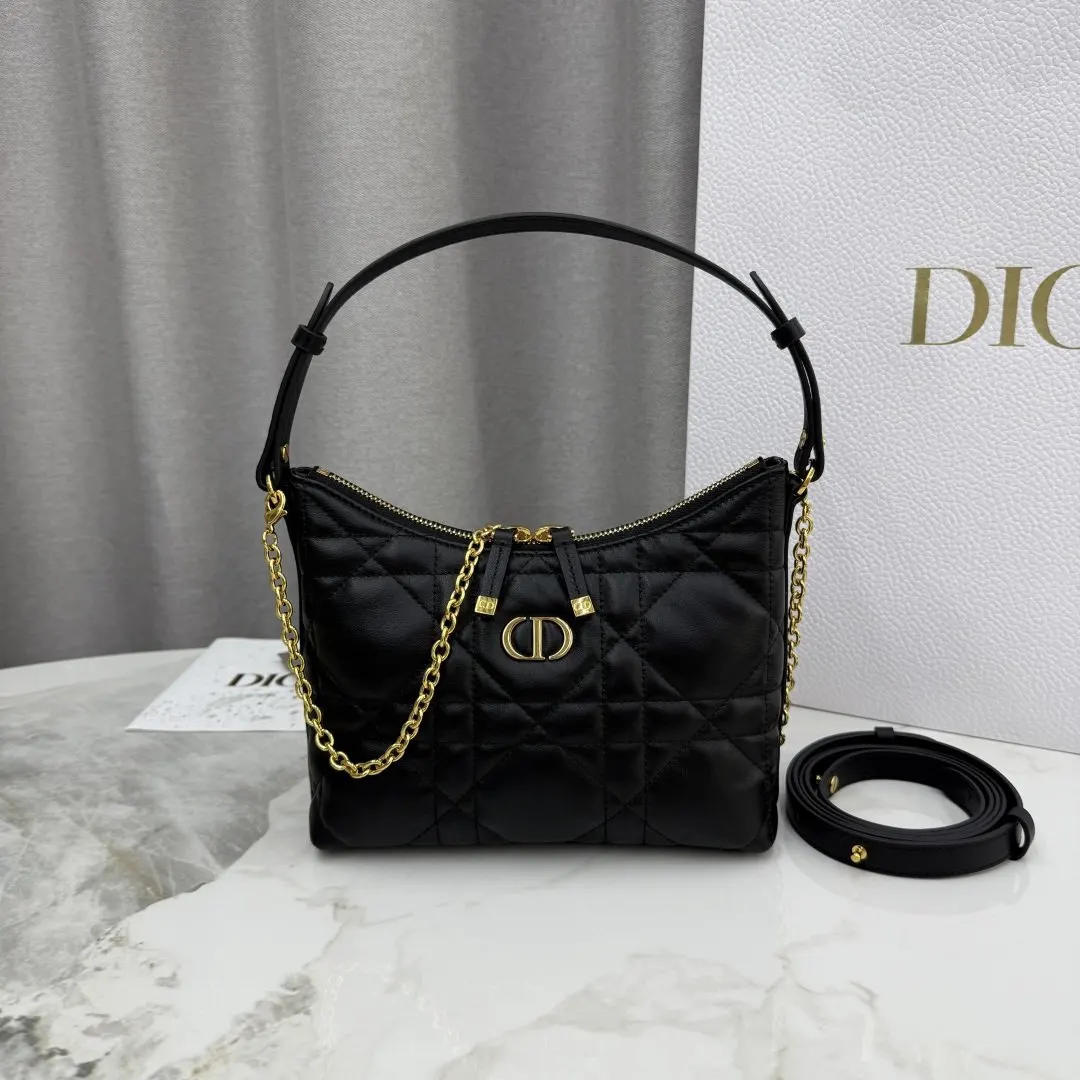 Dior Caro 黑色羊皮卡夾 精緻配飾款