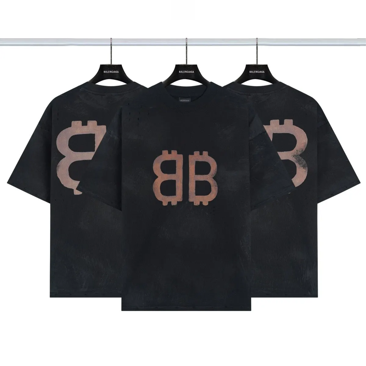 Balenciaga Black Short Sleeve T-Shirt Street Casual