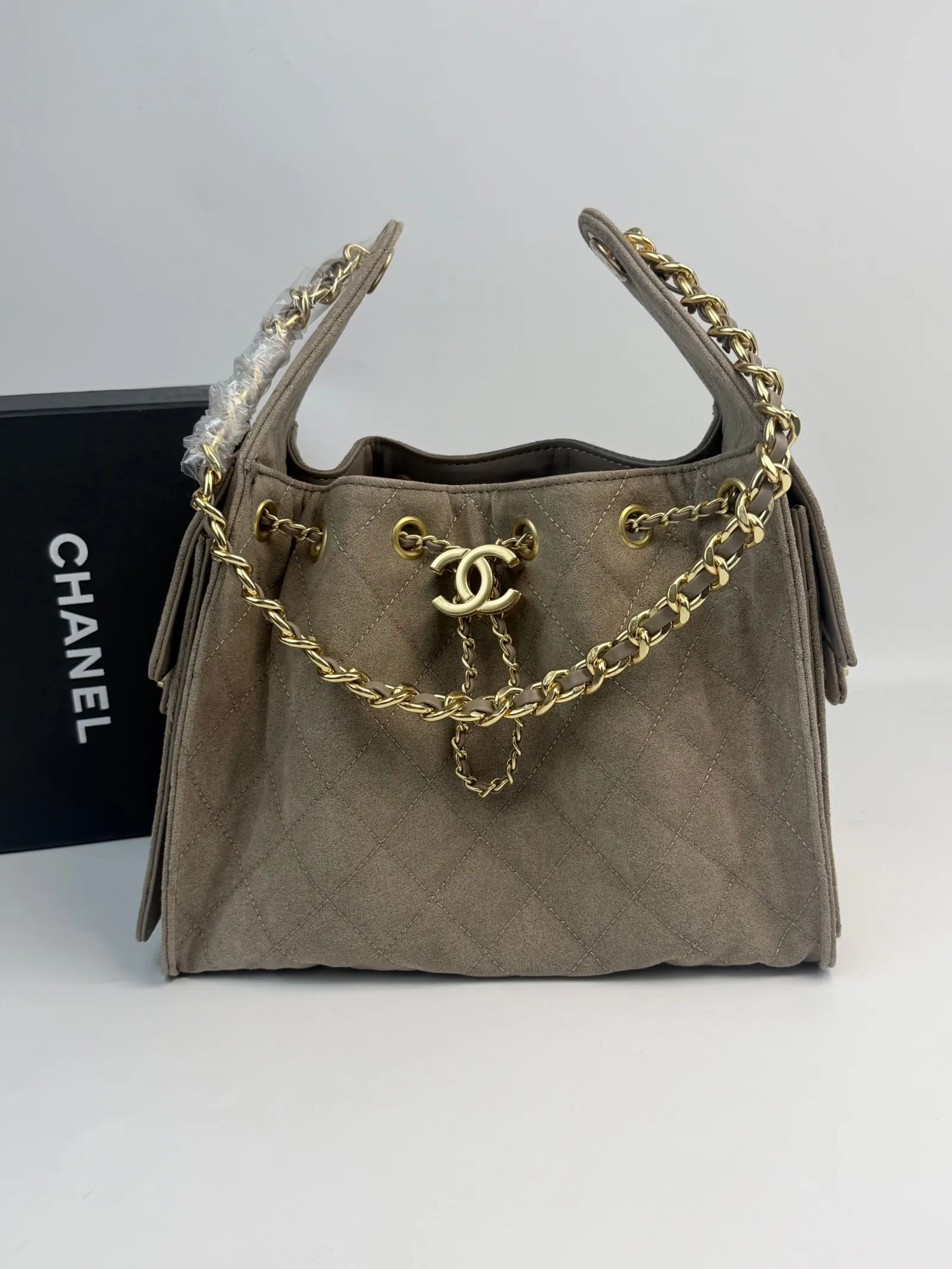 CHANEL Hobo 灰色 牛皮 腋下包 復古腋下背款