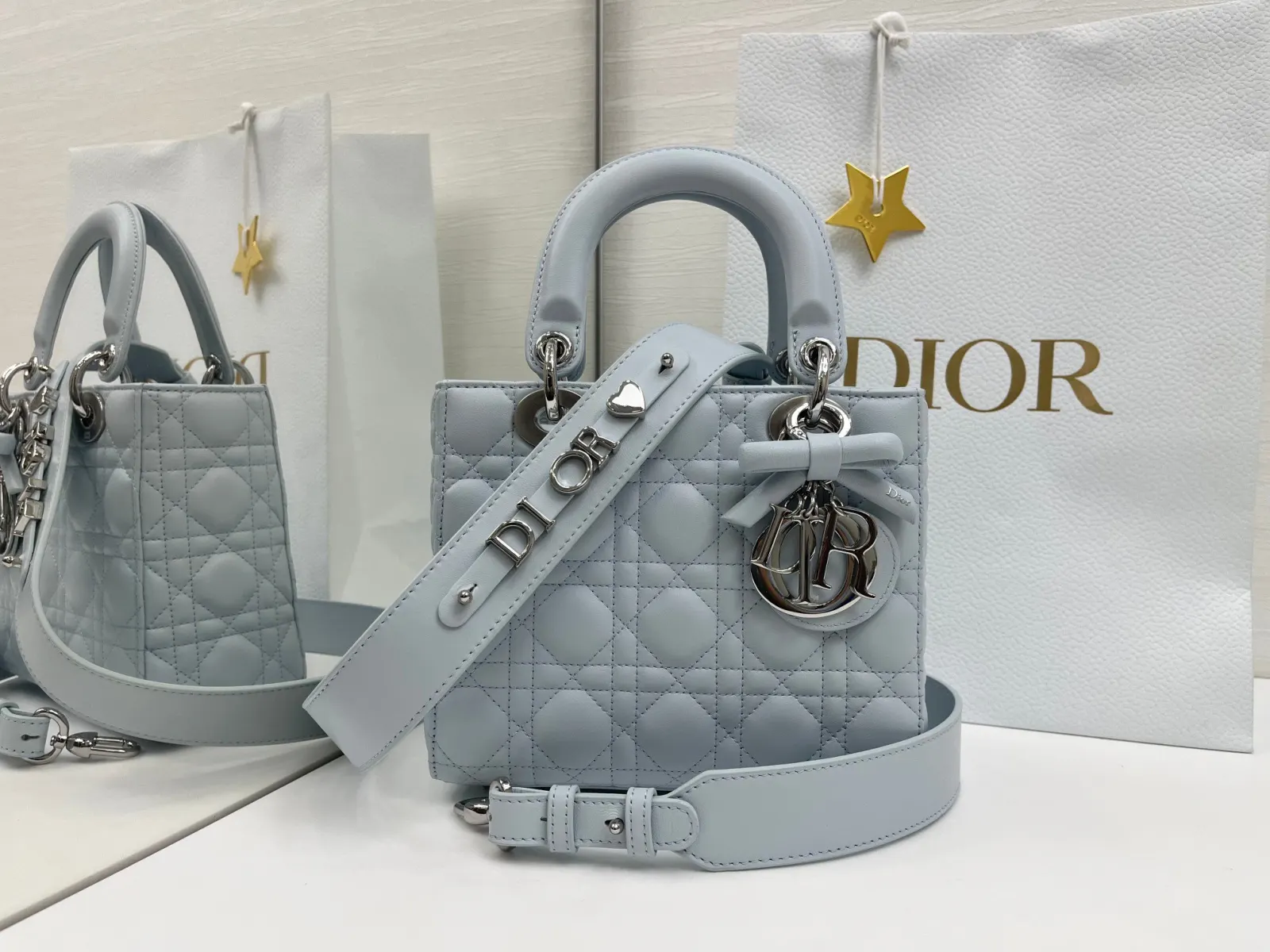 Dior My ABCDior 冰川藍羊皮手袋 手提斜挎款