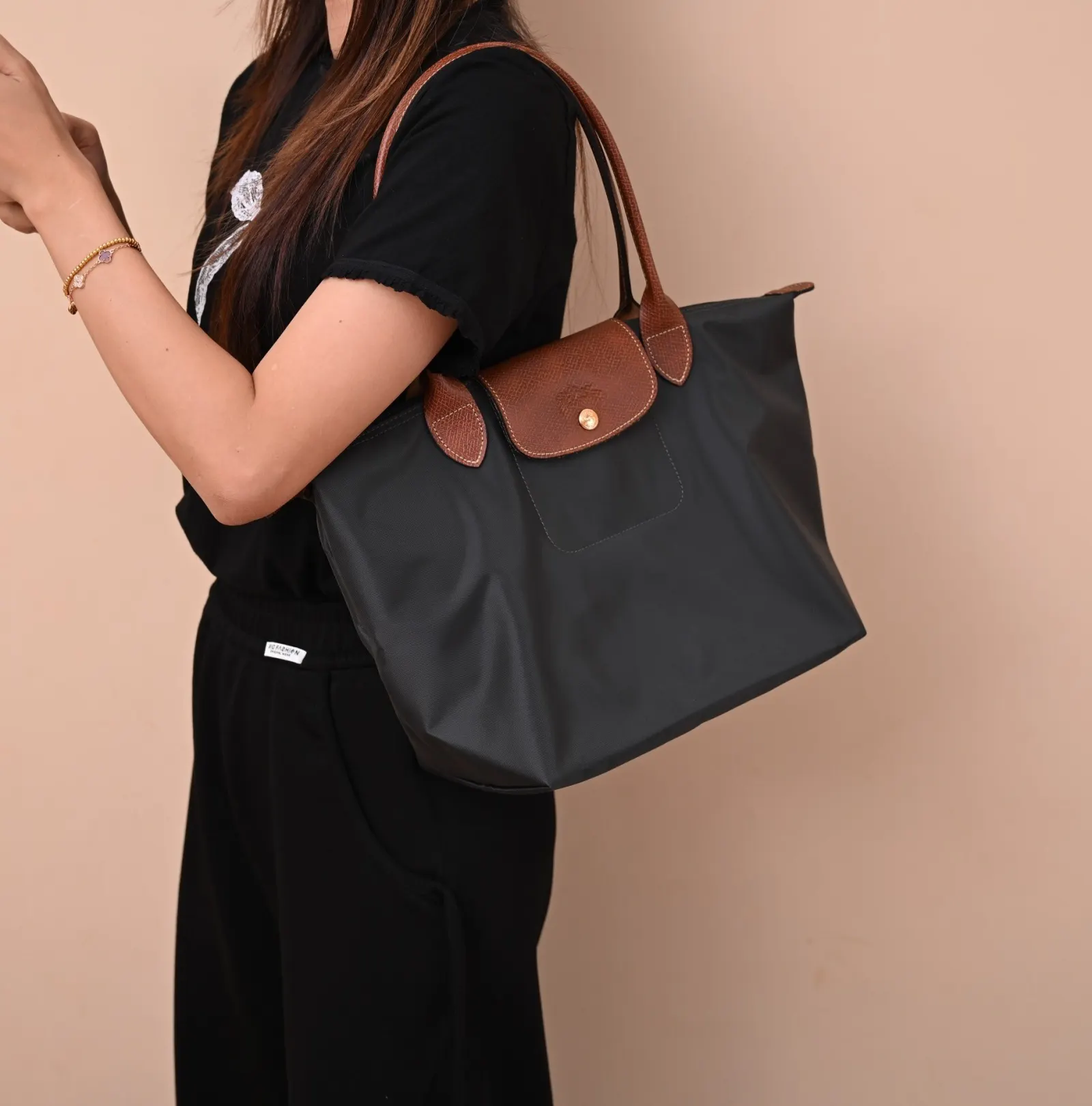 黑色 纯 珑骧 长柄中号 黑色 longchamp 秒发 单肩包 日常单肩背款