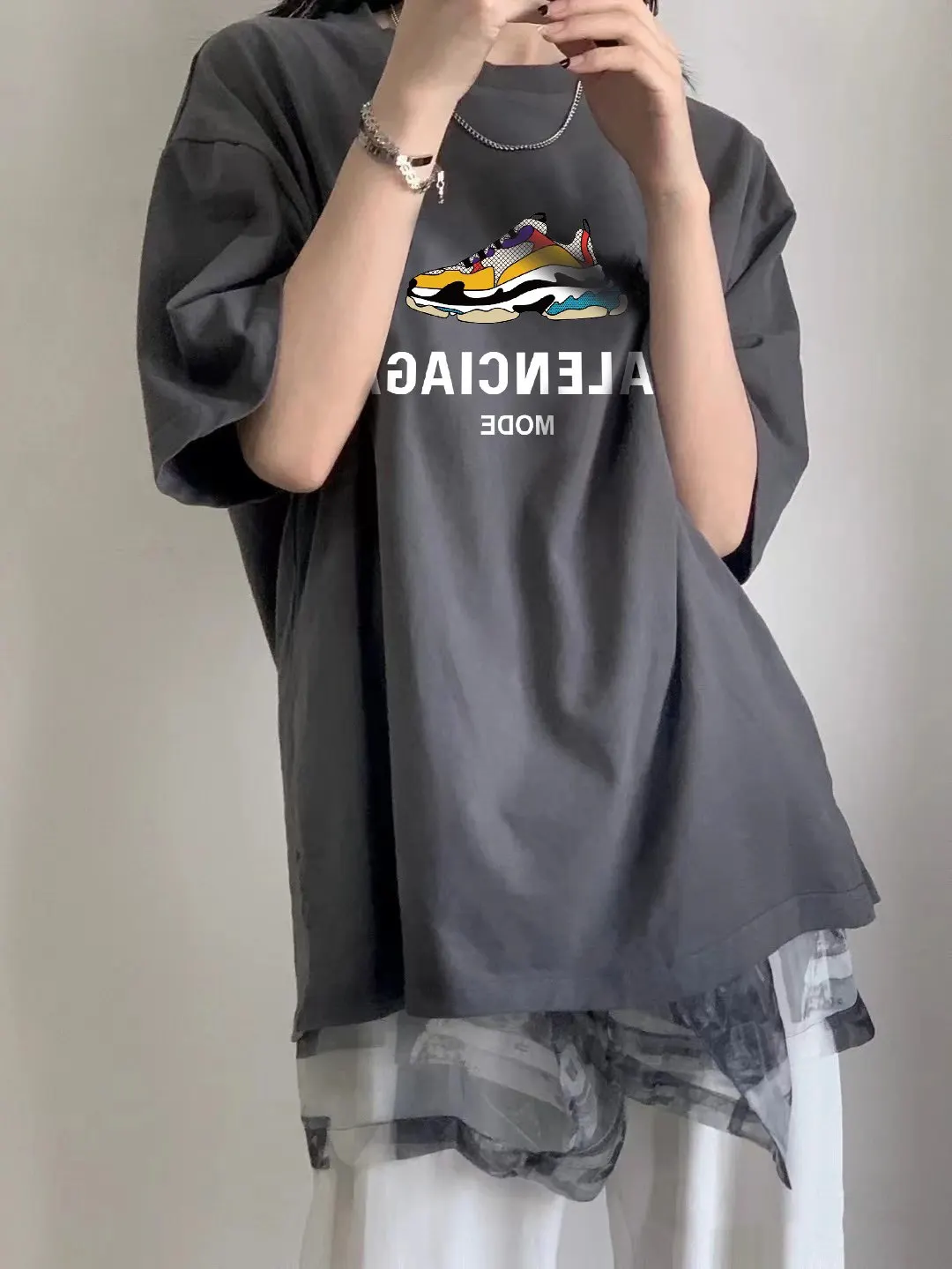 Balenciaga Letter Print Short Sleeve T-Shirt Street Casual