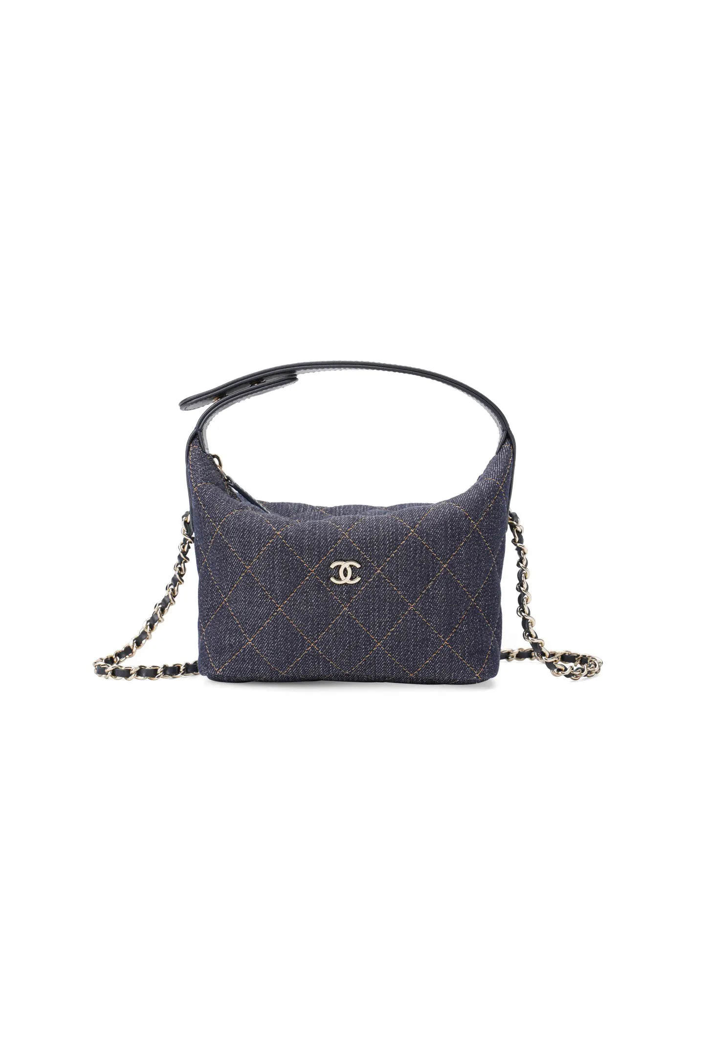 CHANEL 牛仔布鏈條包 單肩斜挎