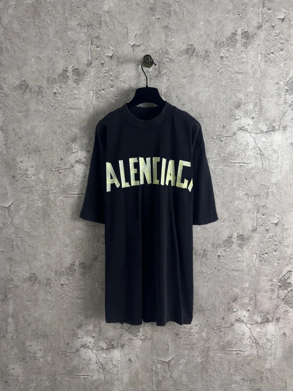 Balenciaga Washed Black Washed Short Sleeve T-Shirt Street Casual