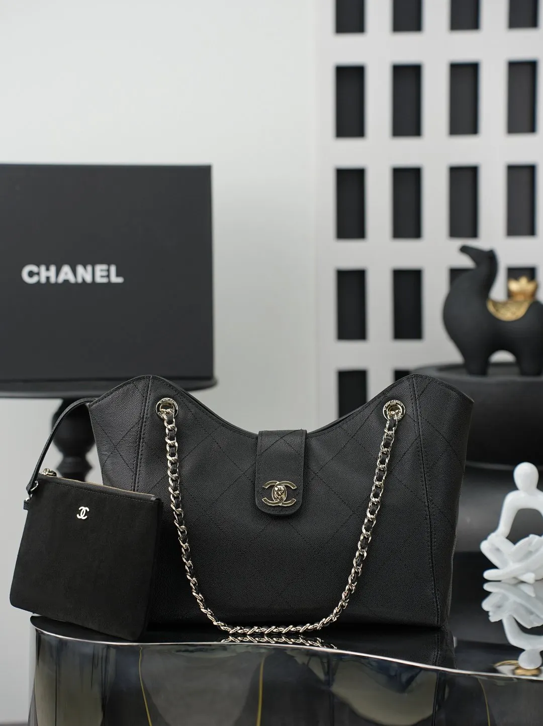 CHANEL 黑色 牛皮 托特包 大容量托特款
