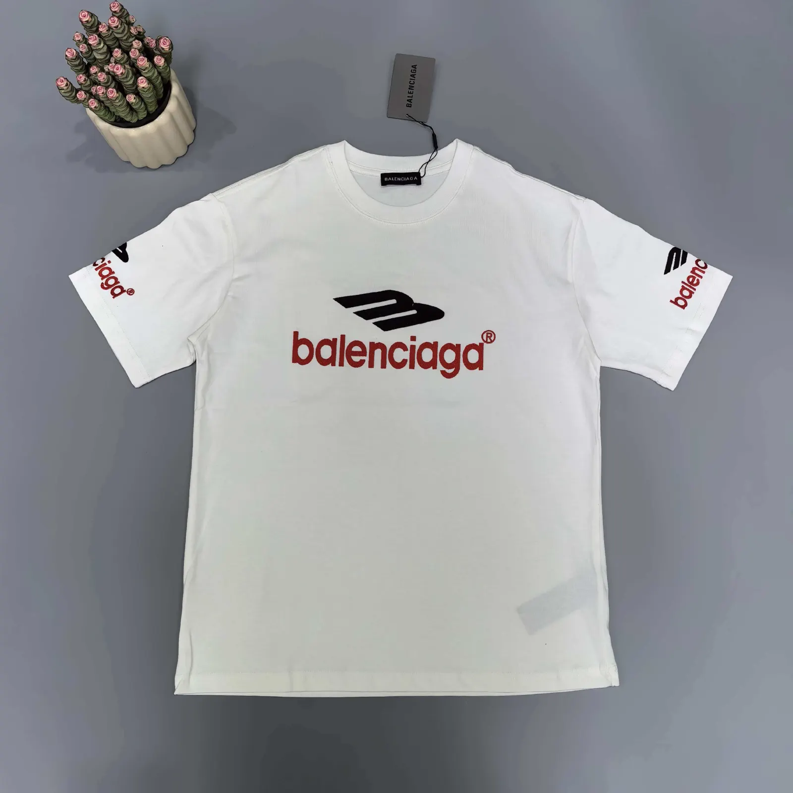 Balenciaga Embroidery Cotton Short Sleeve T-Shirt Street Casual Style