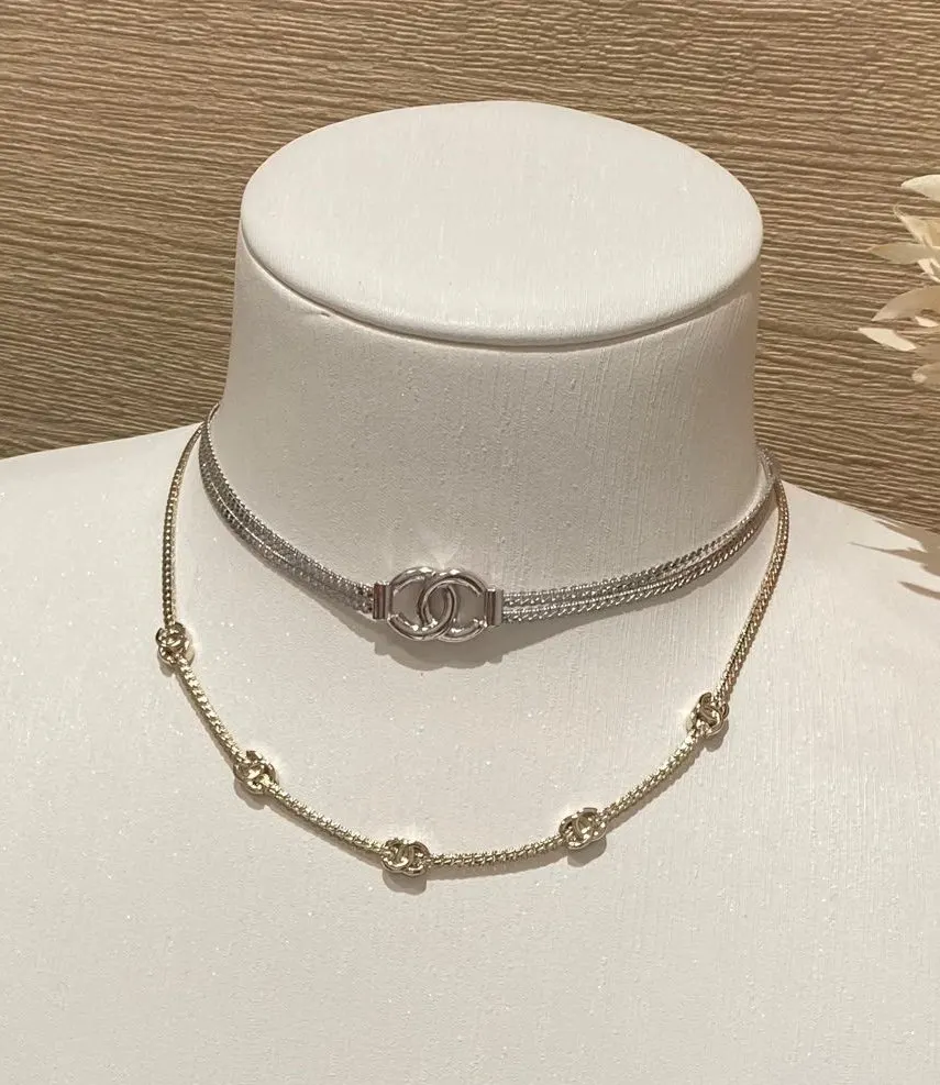 Chanel 金色 鏈條 项链 精致锁骨链