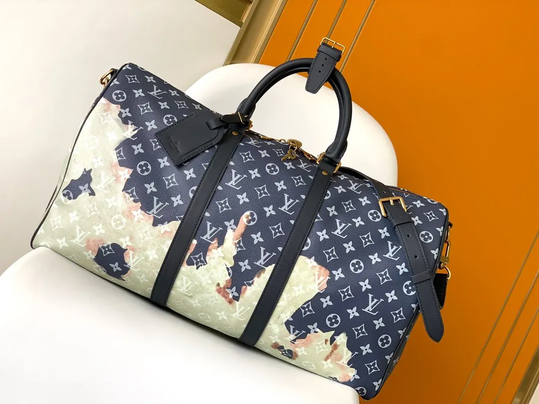 Keepall 丹宁 牛皮 旅行袋 大容量旅行款