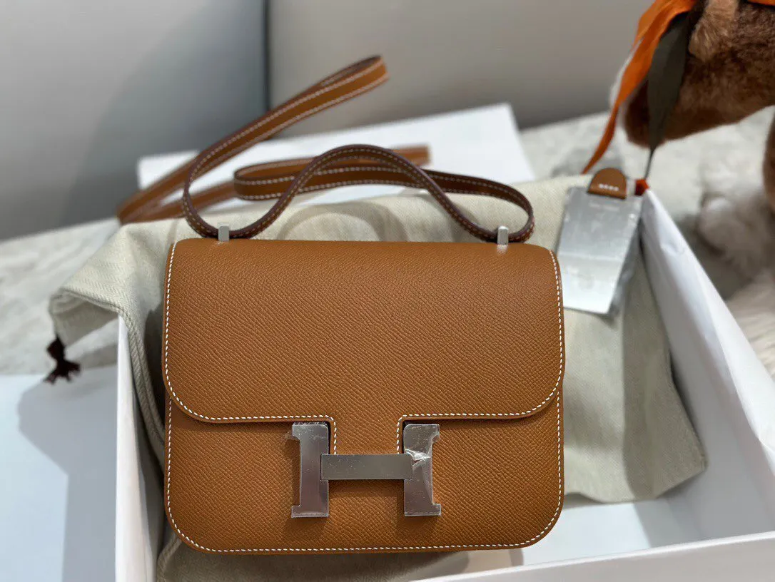 Hermes Constance 棕色 Epsom掌纹牛皮 斜背包 19cm 經典款