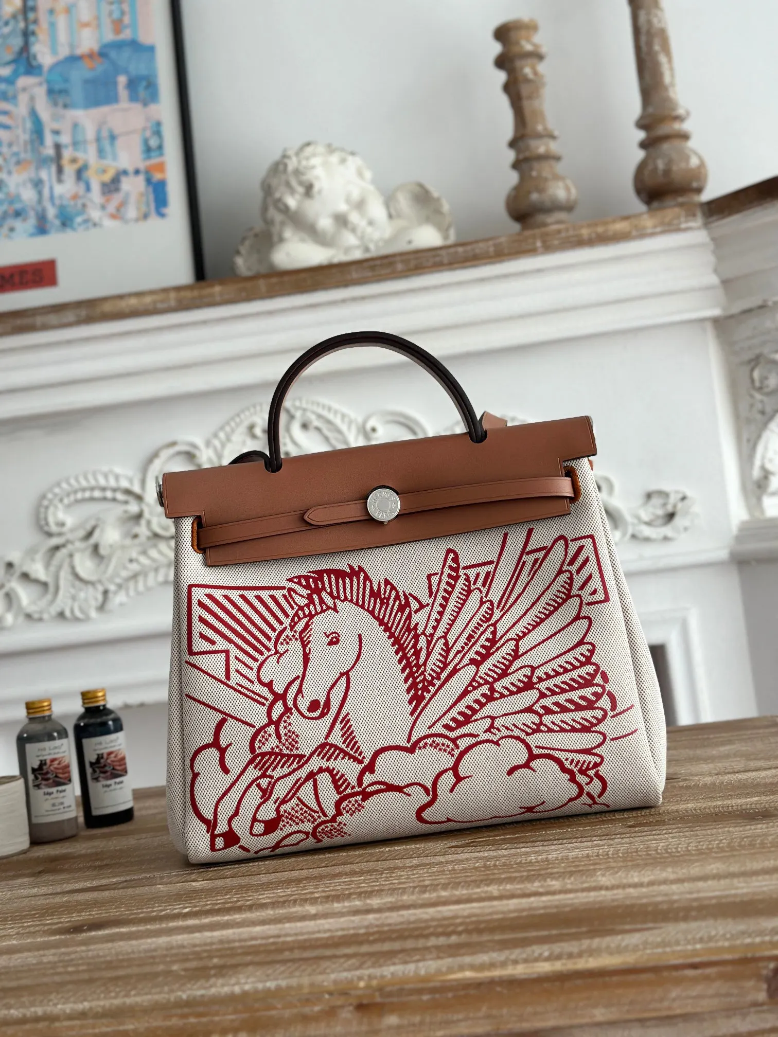 Hermes Kelly 帆布拼皮 雙肩包 31cm 休閒通勤款