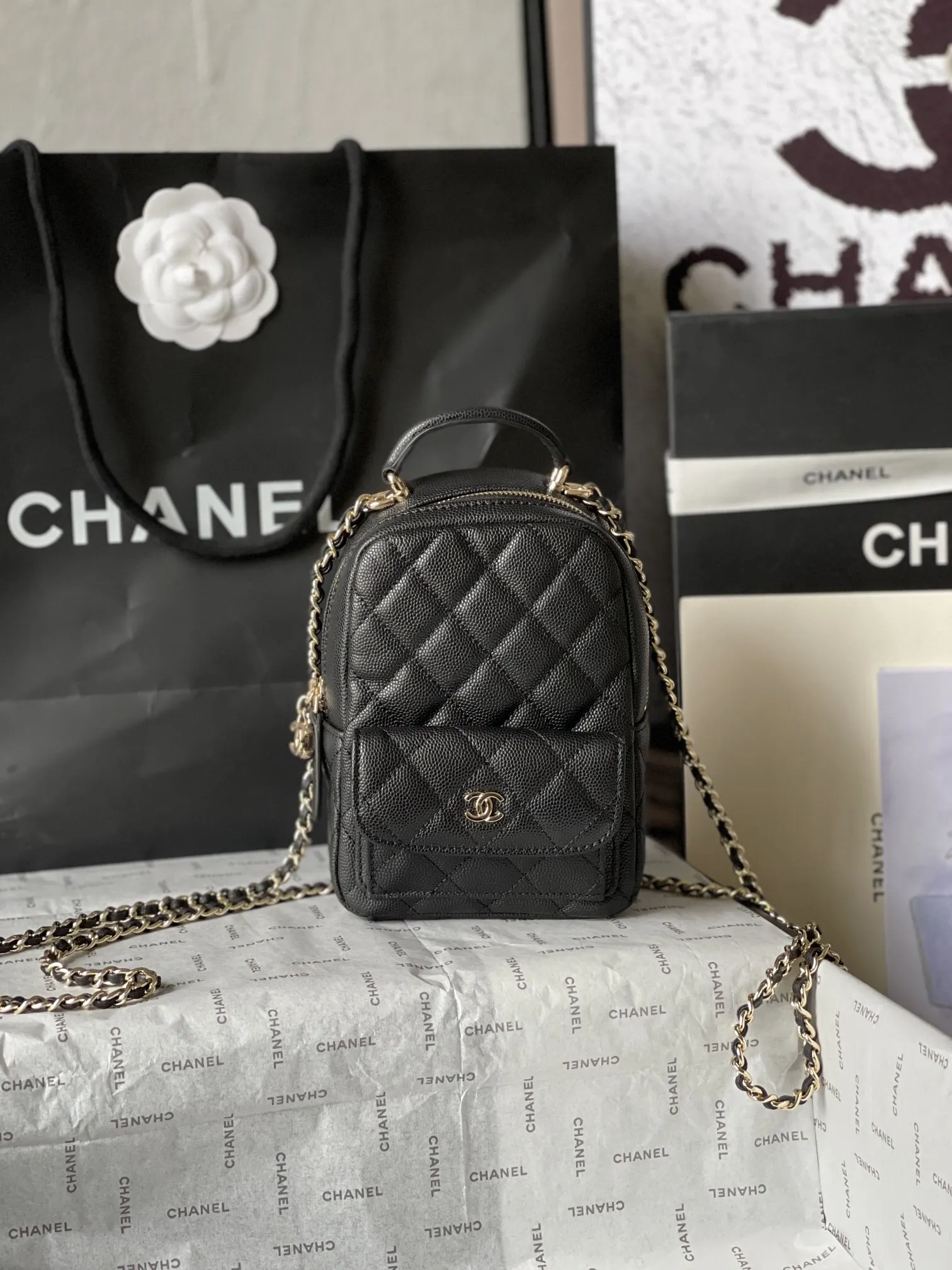 荔枝纹 法国 高端定制品 Chane 雙肩包 实用雙肩款