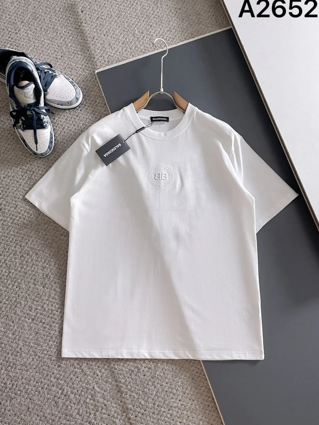 Balenciaga Black Cotton Logo Short Sleeve T-Shirt Street Cas