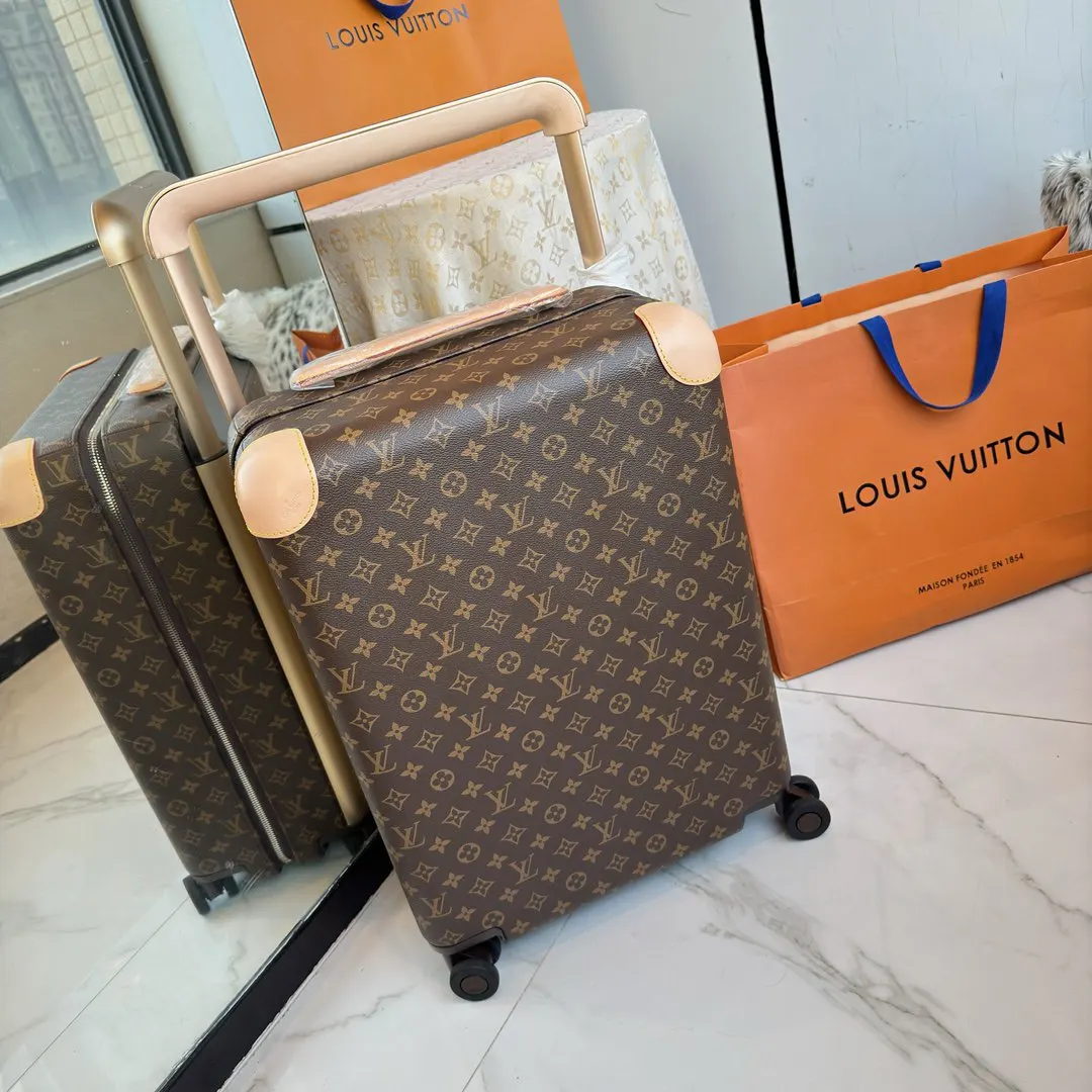 LV 棕色 老花 帆布 ｜ 版 登机行李箱 四轮 旅行拉杆款 轻便出行款