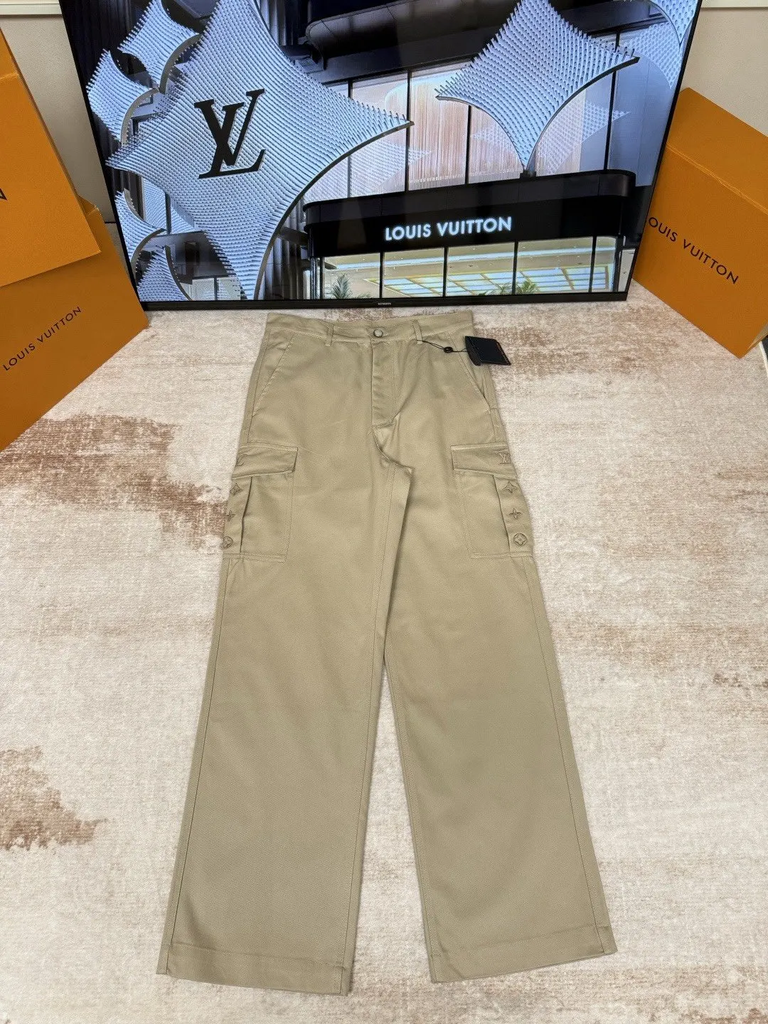 LV Monogram Embroidery Pants Loose Casual
