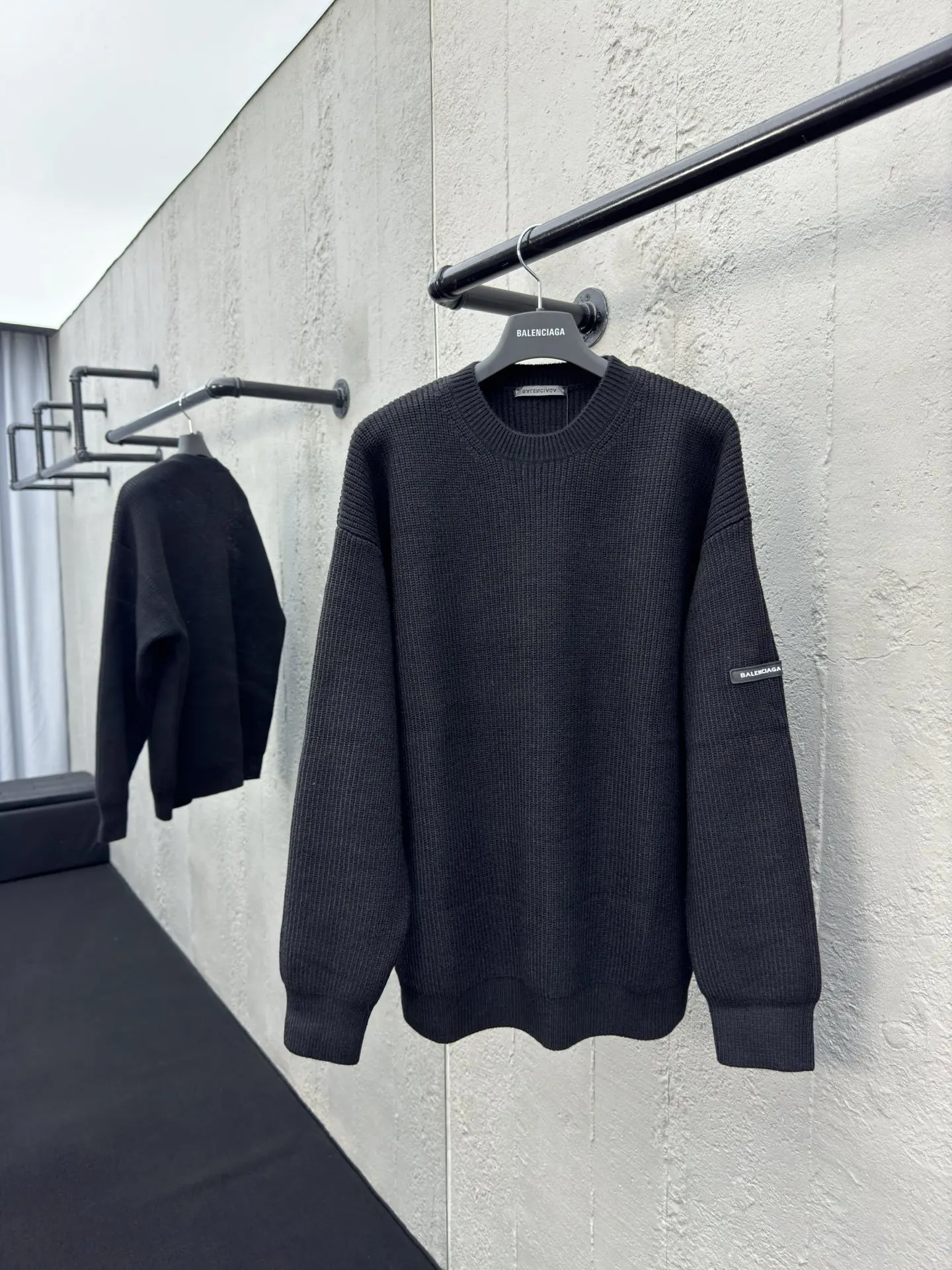 Balenciaga Black Cotton Logo Street Casual