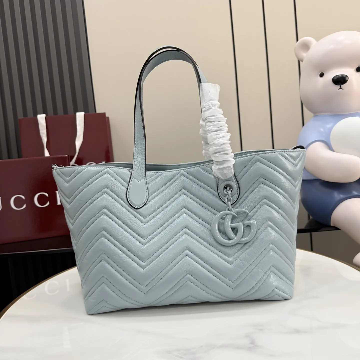 Blue Tote Bag Leather