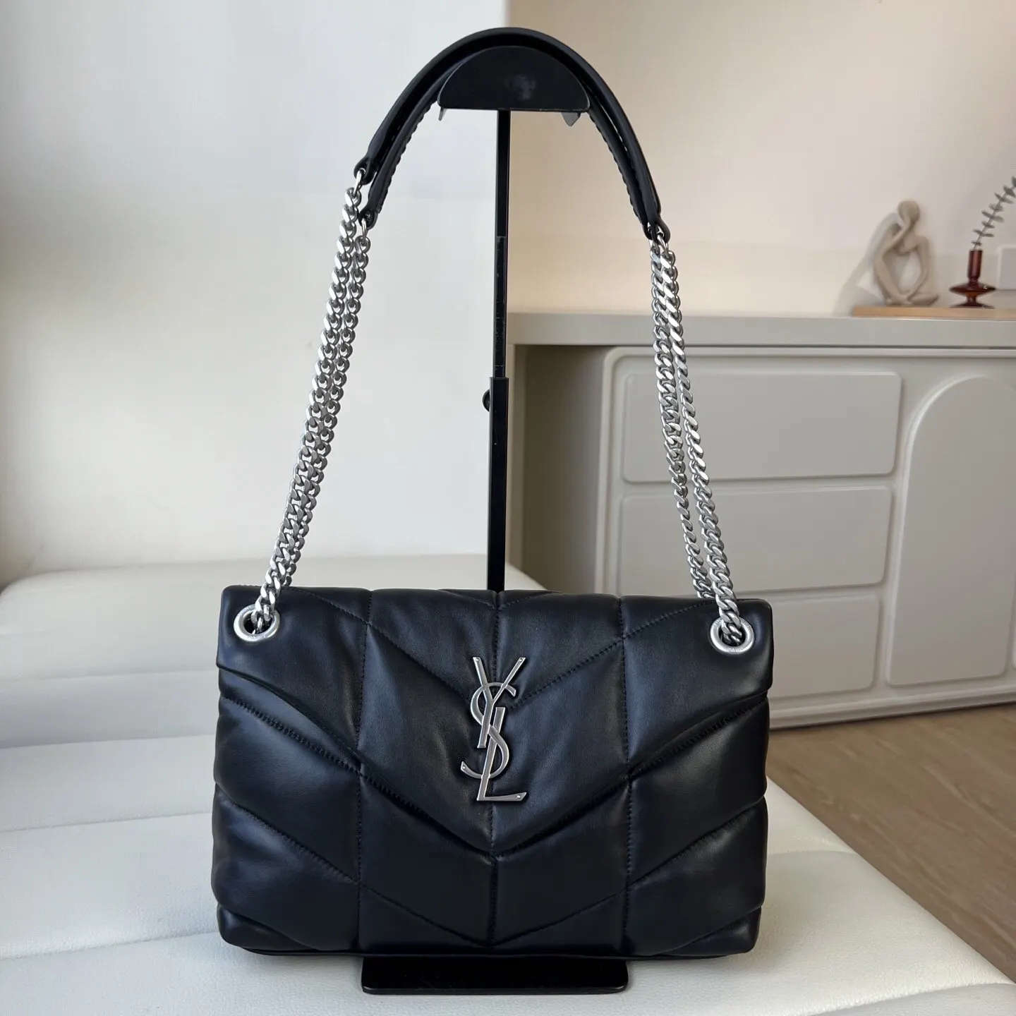 YSL 銀色 羊皮 鏈條包 精致鏈條款
