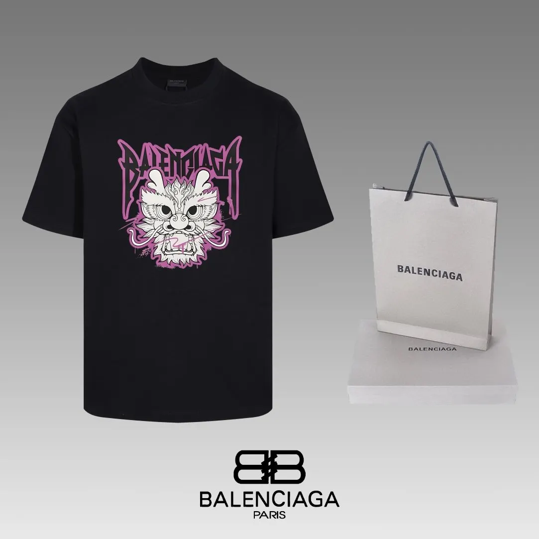 Balenciaga Black Short Sleeve T-Shirt Loose Casual