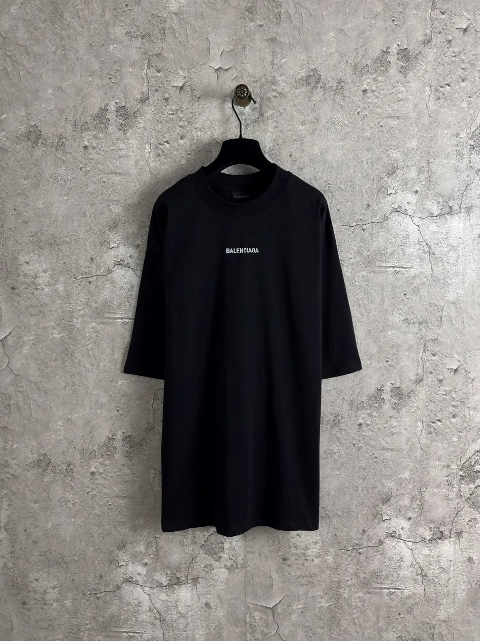 Balenciaga Black Letter Embroidery Short Sleeve T-Shirt Street Casual Style